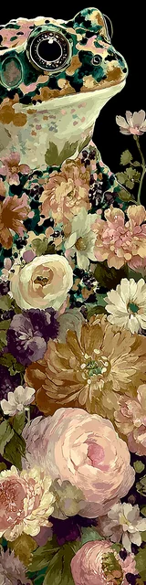 Free printable frog bookmark featuring vintage style frog with flowers